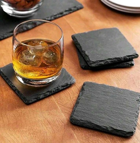 Slate coasters set - 6, table