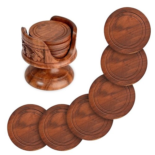 Rosewood coaster set - rosewood, with
