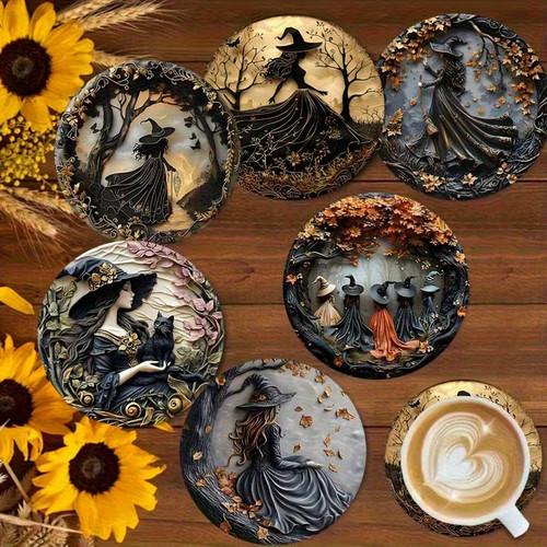 Witch rustic coasters tea - coasters,