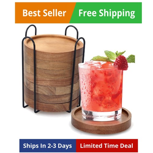 Rustic wooden coasters set - wooden,