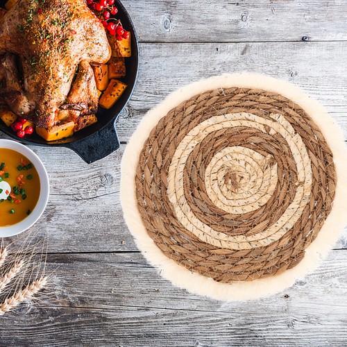 Woven placemat rustic dish mat - woven,