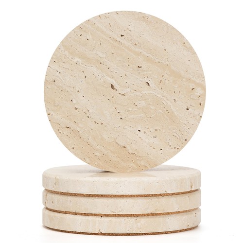 Travertine marble coasters - travertine, set