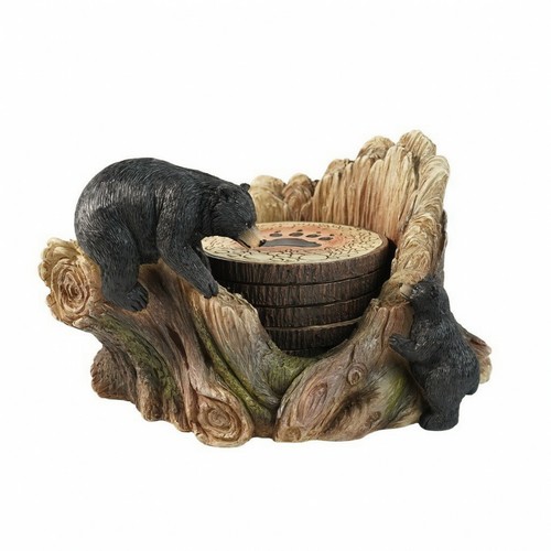 Dark bear coaster - coaster, set