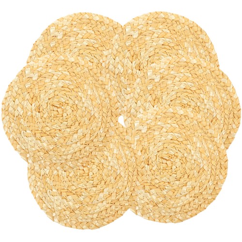 6pcs yellow straw - 6pcs, coasters
