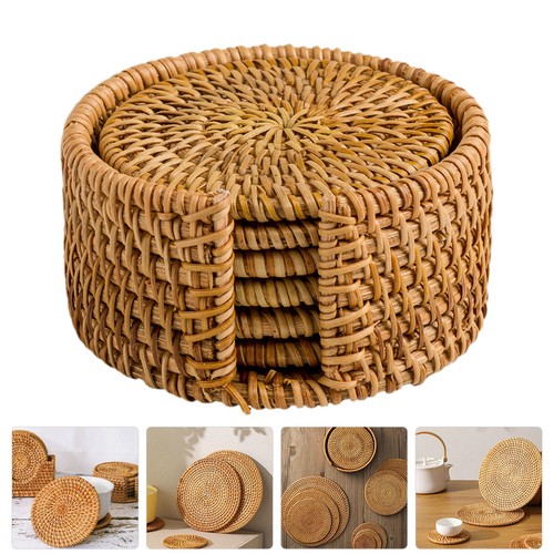 Reusable rattan drink - rattan, coasters