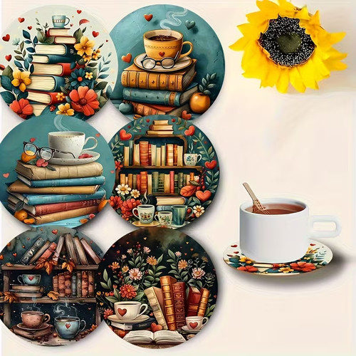 Book lover rustic coasters tea - rustic,