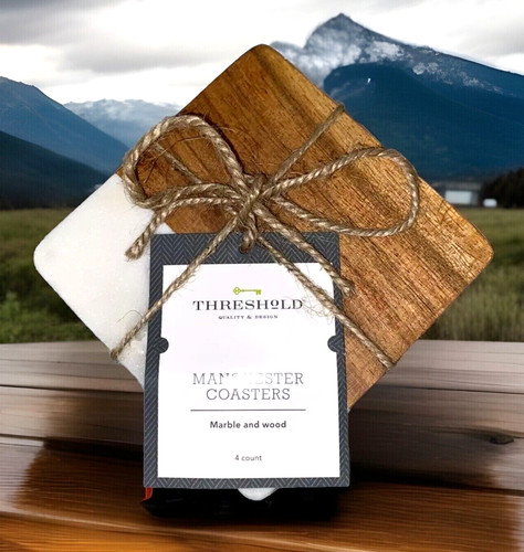 Rustic marble wood coasters - wood,
