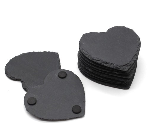 Slate hearts coasters rustic - slate,