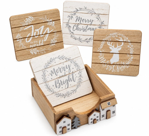 4pcs christmas drink coasters - christmas,