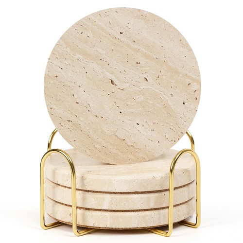 Travertine marble coasters - travertine,