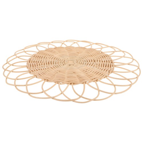 Beige woven rattan placemat - woven,