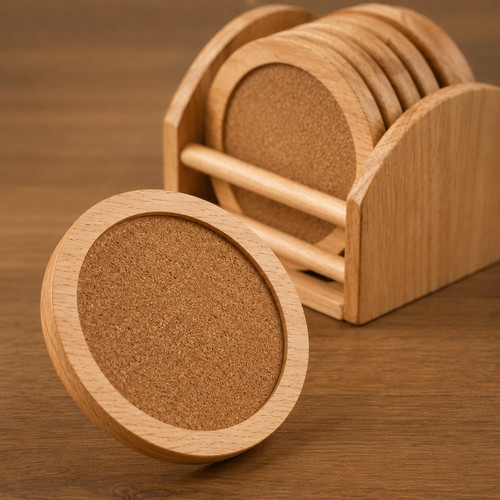 6pcs natural wooden - natural,