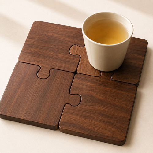 4pc wooden puzzle - puzzle, coasters