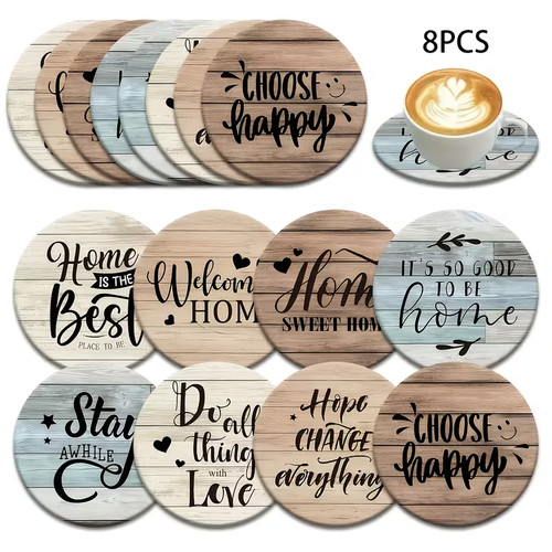 Wooden style drinks coasters - wooden,