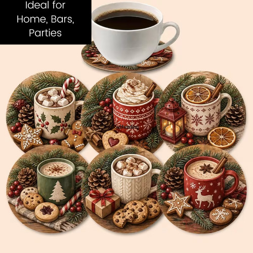 Christmas rustic coasters tea - coasters,