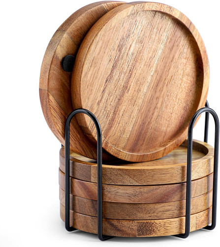 Acacia wood coasters - wood,